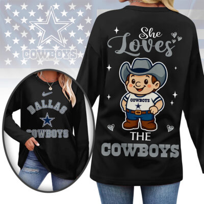 Dallas Cowboys | Premium NFL Cute Mascot Long Sleeve Shirts for Women