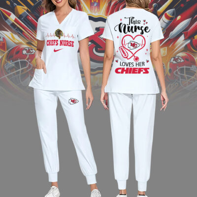 Kansas City Chiefs | Premium NFL Nurse Appreciation Stretch V-Neck Scrub Top And Jogger Pant