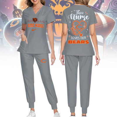 Chicago Bears | Premium NFL Nurse Appreciation Stretch V-Neck Scrub Top And Jogger Pant