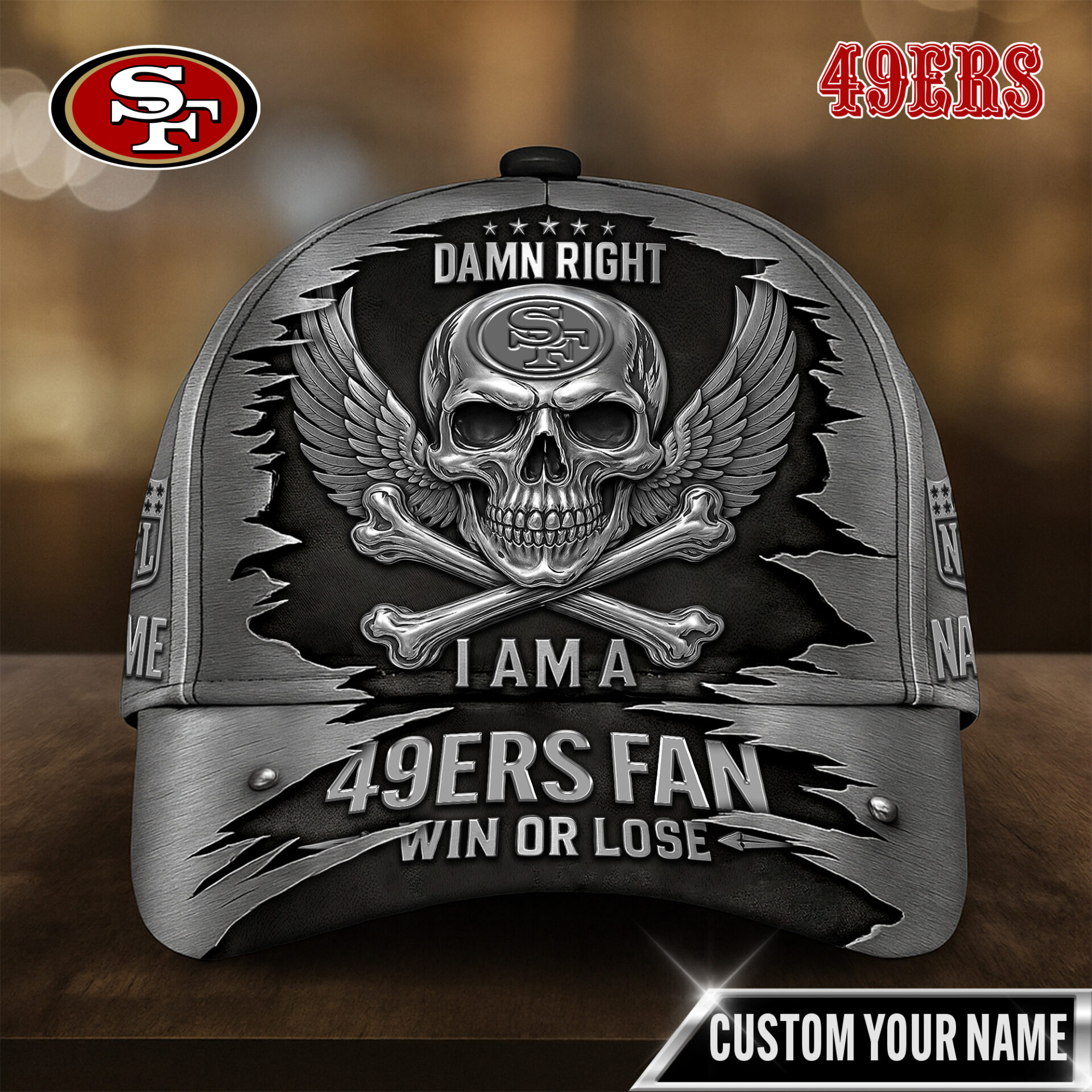 San Francisco 49ers | Premium NFL Skull Wings Fan Pride Cap