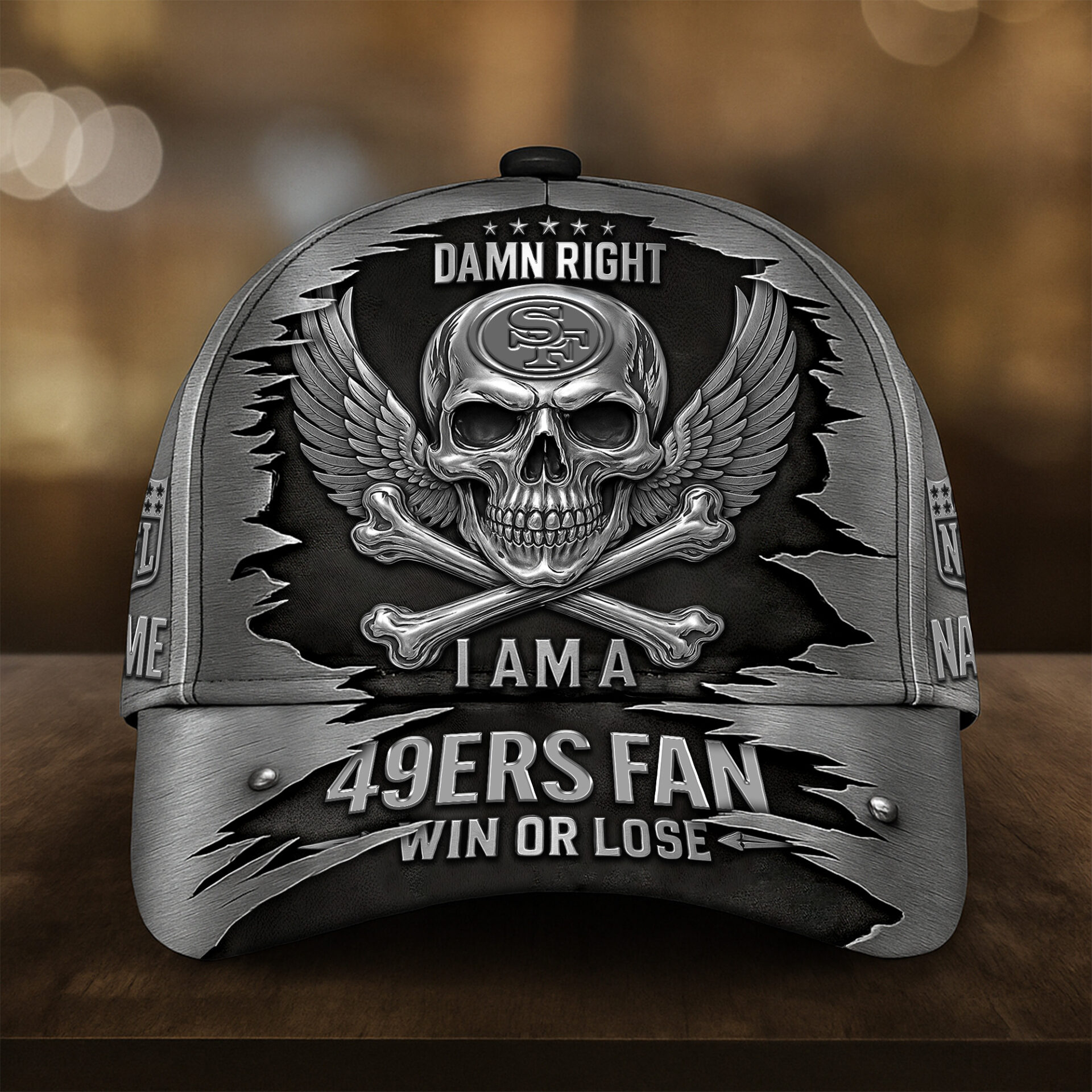 San Francisco 49ers | Premium NFL Skull Wings Fan Pride Cap - Image 2