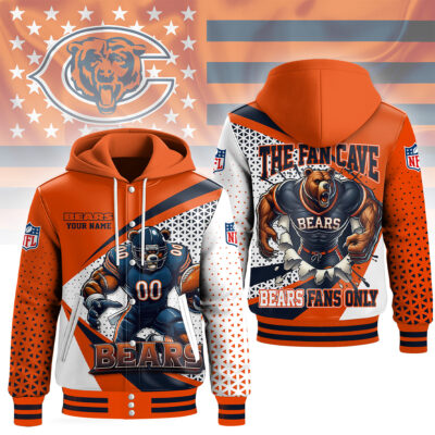 Chicago Bears | Premium NFL Fan Cave Hooded Baseball Jacket - 4XL