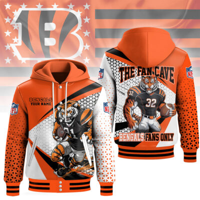 Cincinnati Bengals | Premium NFL Fan Cave Hooded Baseball Jacket - 2XL