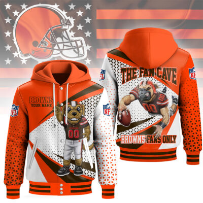 Cleveland Browns | Premium NFL Fan Cave Hooded Baseball Jacket - M