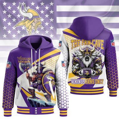 Minnesota Vikings | Premium NFL Fan Cave Hooded Baseball Jacket - 2XL