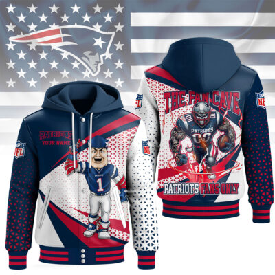 New England Patriots | Premium NFL Fan Cave Hooded Baseball Jacket - L
