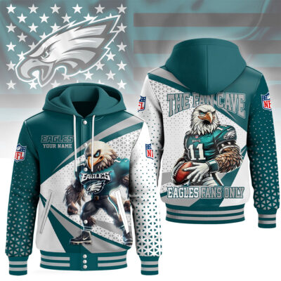 Philadelphia Eagles | Premium NFL Fan Cave Hooded Baseball Jacket - M