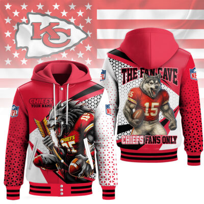 Kansas City Chiefs | Premium NFL Fan Cave Hooded Baseball Jacket - L
