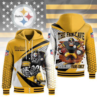 Pittsburgh Steelers | Premium NFL Fan Cave Hooded Baseball Jacket - 5XL
