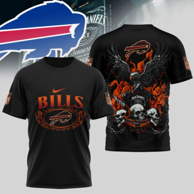 Buffalo Bills | Premium NFL Flaming Eagle Skull T-Shirt