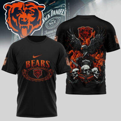 Chicago Bears | Premium NFL Flaming Eagle Skull T-Shirt