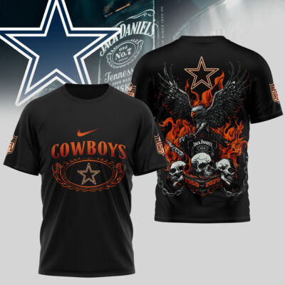 Dallas Cowboys | Premium NFL Flaming Eagle Skull T-Shirt - 3XL