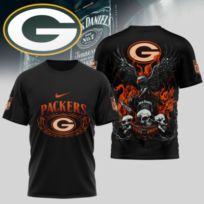 Green Bay Packers | Premium NFL Flaming Eagle Skull T-Shirt