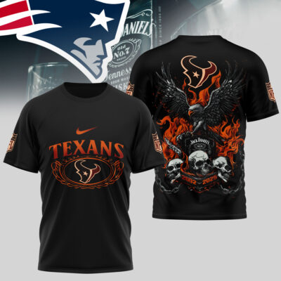 Houston Texans | Premium NFL Flaming Eagle Skull T-Shirt