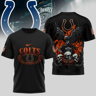 Indianapolis Colts | Premium NFL Flaming Eagle Skull T-Shirt - 3XL