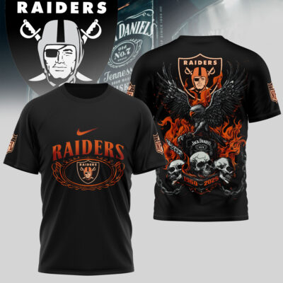Las Vegas Raiders | Premium NFL Flaming Eagle Skull T-Shirt - 4XL
