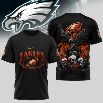 Philadelphia Eagles | Premium NFL Flaming Eagle Skull T-Shirt
