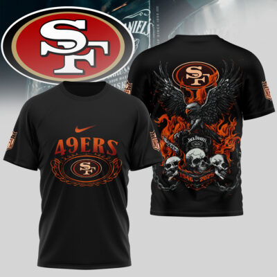 San Francisco 49ers | Premium NFL Flaming Eagle Skull T-Shirt