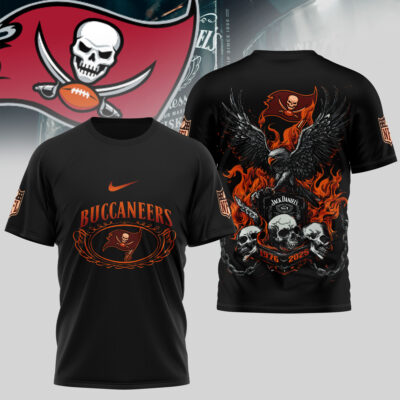 Tampa Bay Buccaneers | Premium NFL Flaming Eagle Skull T-Shirt