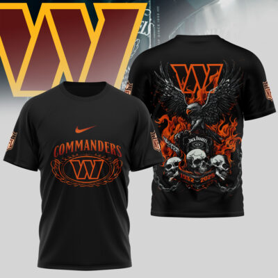 Washington Commanders | Premium NFL Flaming Eagle Skull T-Shirt