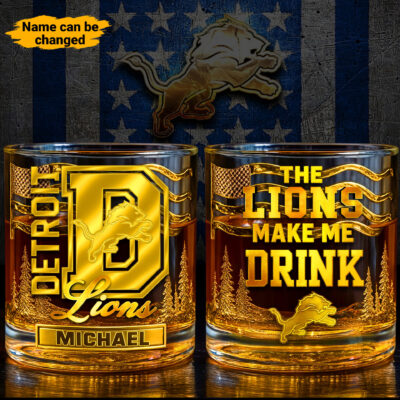Detroit Lions | Premium NFL Golden Whiskey Fan Glass