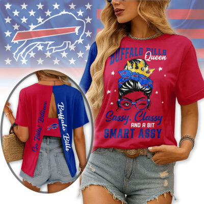 Buffalo Bills | Premium NFL Sassy Classy Hollow-out Backless T-shirt - 4XL