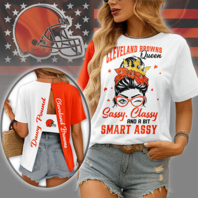 Cleveland Browns | Premium NFL Sassy Classy Hollow-out Backless T-shirt - 4XL