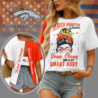Denver Broncos | Premium NFL Sassy Classy Hollow-out Backless T-shirt - 5XL