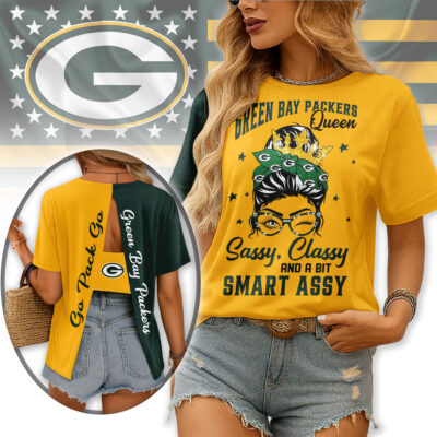 Green Bay Packers | Premium NFL Sassy Classy Hollow-out Backless T-shirt - 4XL