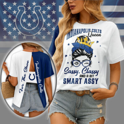 Indianapolis Colts | Premium NFL Sassy Classy Hollow-out Backless T-shirt - 3XL