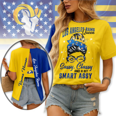 Los Angeles Rams | Premium NFL Sassy Classy Hollow-out Backless T-shirt - 3XL