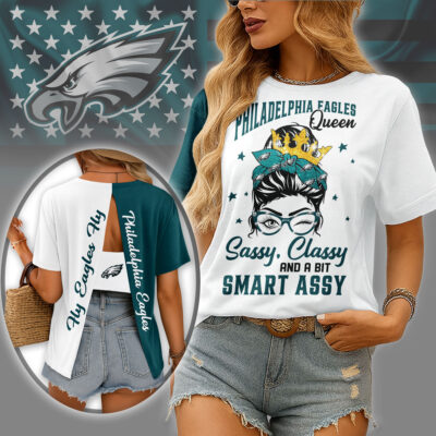 Philadelphia Eagles | Premium NFL Sassy Classy Hollow-out Backless T-shirt - S