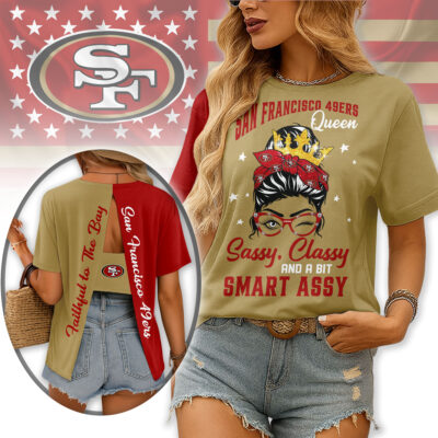San Francisco 49ers | Premium NFL Sassy Classy Hollow-out Backless T-shirt - 5XL