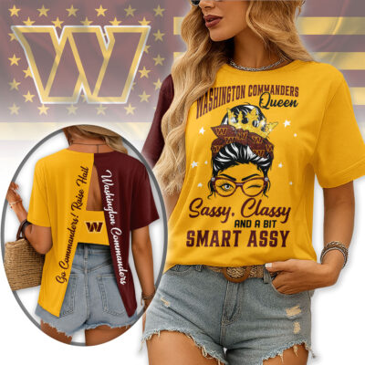 Washington Commanders | Premium NFL Sassy Classy Hollow-out Backless T-shirt - 4XL