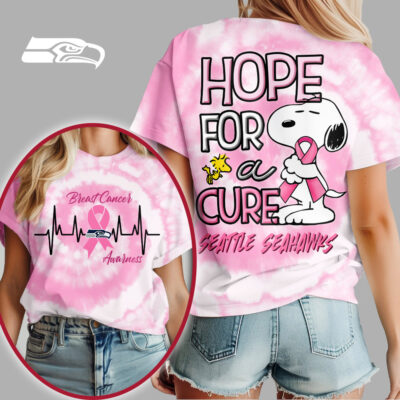 Seattle Seahawks | Premium NFL Breast Cancer Awareness Snoopy Hope For A Cure Shirt