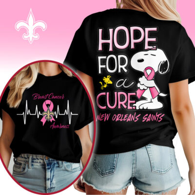 New Orleans Saints | Premium NFL Breast Cancer Awareness Snoopy Hope For A Cure Shirt
