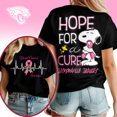 Jacksonville Jaguars | Premium NFL Breast Cancer Awareness Snoopy Hope For A Cure Shirt