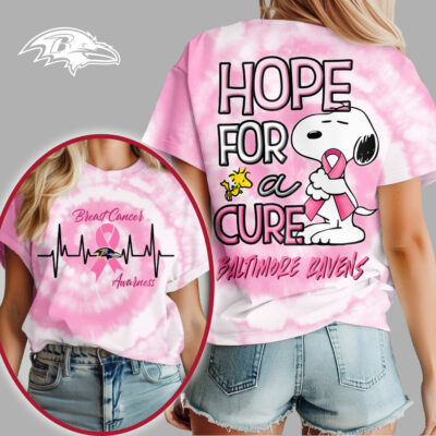 Baltimore Ravens | Premium NFL Breast Cancer Awareness Snoopy Hope For A Cure Shirt