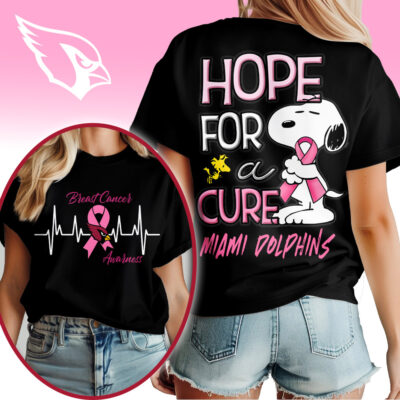 Arizona Cardinals | Premium NFL Breast Cancer Awareness Snoopy Hope For A Cure Shirt