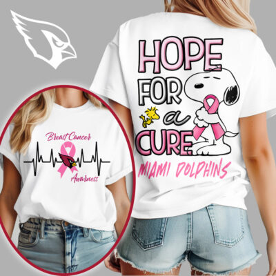 Arizona Cardinals | Premium NFL Breast Cancer Awareness Snoopy Hope For A Cure Shirt