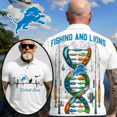 Detroit Lions | Premium NFL Fishing In My DNA Polo Shirt