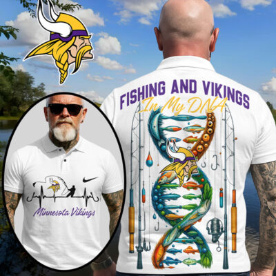 Minnesota Vikings | Premium NFL Fishing In My DNA Polo Shirt