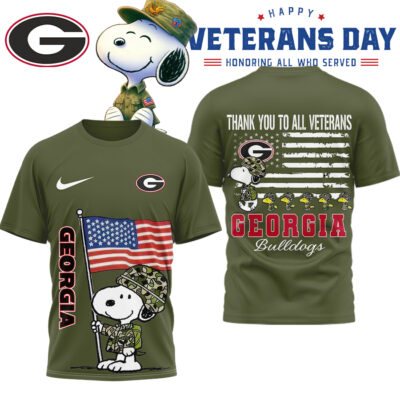 Georgia Bulldogs | Premium NCAA Snoopy Thank You Veterans 3D Shirt