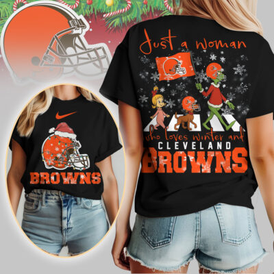 Cleveland Browns | Premium NFL Just A Woman Who Loves Winter 3D Shirt