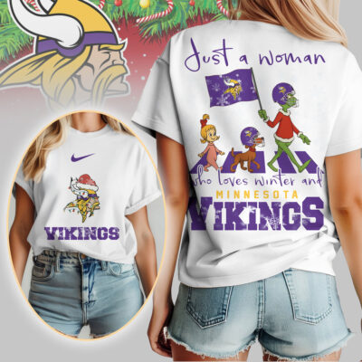 Minnesota Vikings | Premium NFL Just A Woman Who Loves Winter 3D Shirt