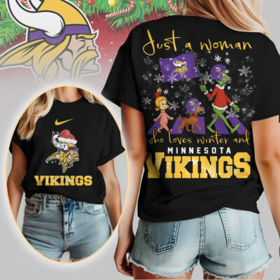 Minnesota Vikings | Premium NFL Just A Woman Who Loves Winter 3D Shirt