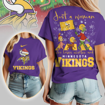 Minnesota Vikings | Premium NFL Just A Woman Who Loves Winter 3D Shirt