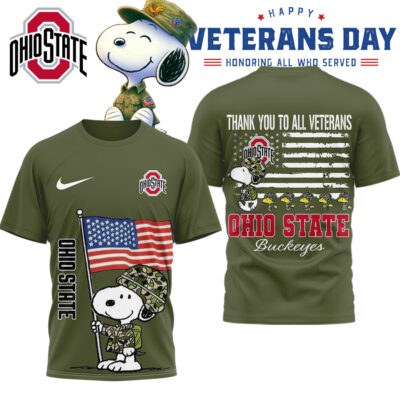 Ohio State Buckeyes | Premium NCAA Snoopy Thank You Veterans 3D Shirt