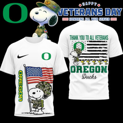 Oregon Ducks | Premium NCAA Snoopy Thank You Veterans 3D Shirt