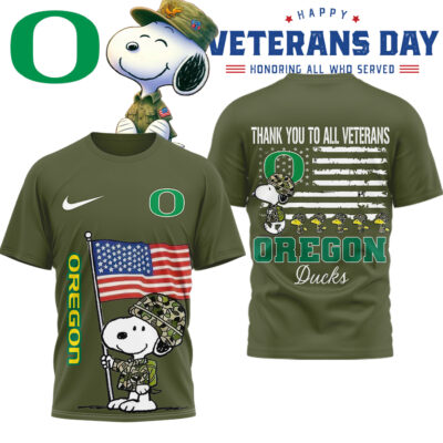 Oregon Ducks | Premium NCAA Snoopy Thank You Veterans 3D Shirt